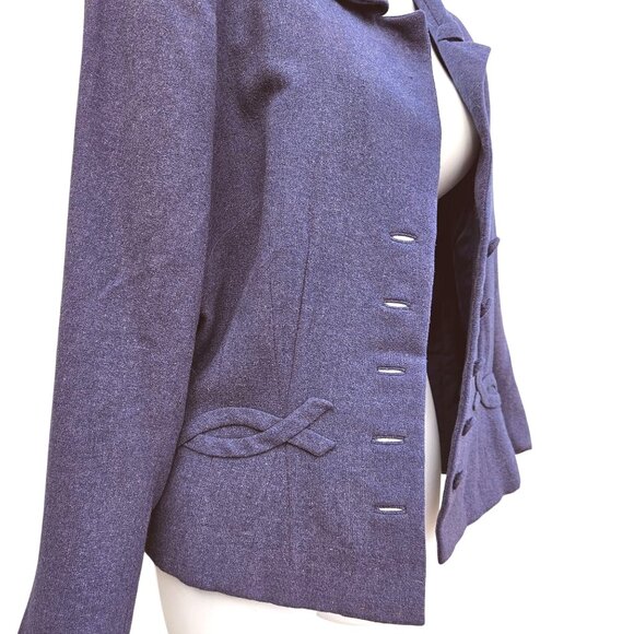 1940s Vintage Bespoke Wool Jacket L/XL Eggplant Purple Tailored Waist - Picture 7 of 13